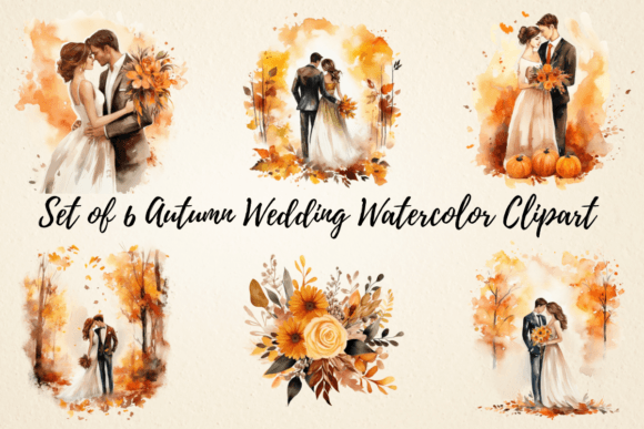 Autumn Wedding Watercolor Clipart: Elevate Your Seasonal Designs