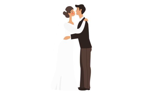 Bride and Groom: Wedding Couple Kiss and Hug Illustration Guide