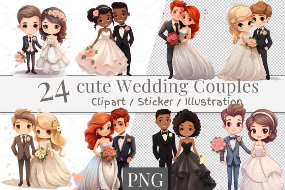 Charming Wedding Couple Clipart for Creative Projects