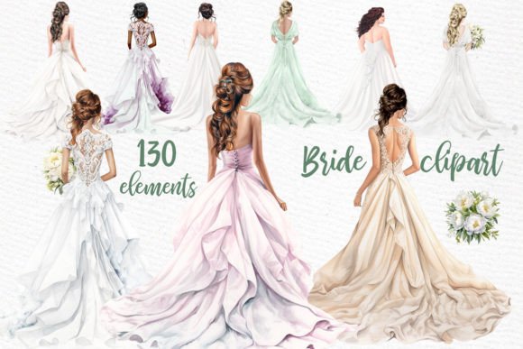 Elegant Bride Clipart for Wedding Design Projects