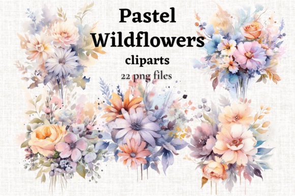 Pastel Wedding Flowers Bouquet Cliparts: Soft Elegance for Every Design