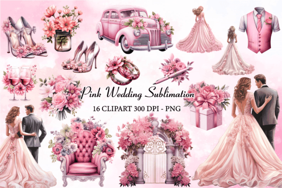 Pink Wedding Clipart Bundle: Your Creative Toolkit