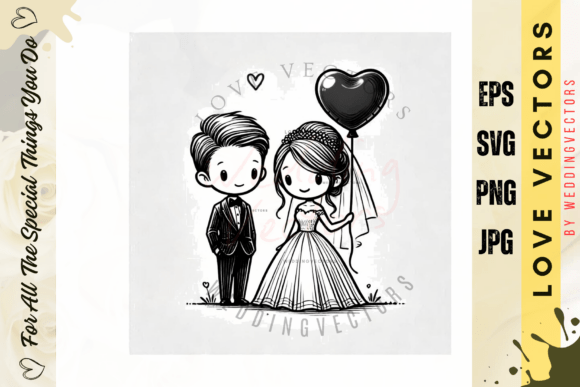 The Tender Allure of Wedding Couple and Love Vectors - C3180