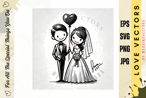 Wedding Couple and Love Vectors - C3172: Elegance for Your Designs