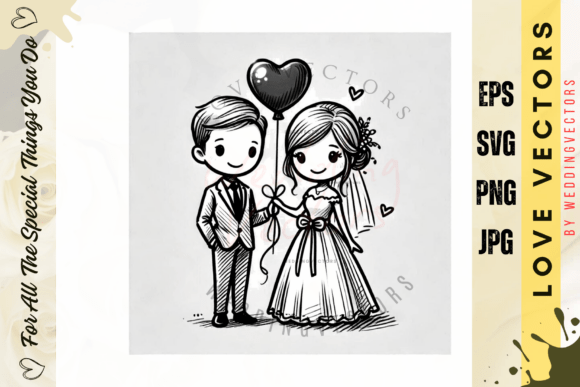 Wedding Couple and Love Vectors - C3207: A Modern Romance Design Set