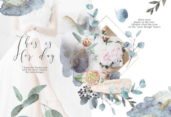 Wedding Frames Roses and Eucalyptus: A Design Asset Guide